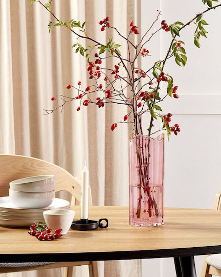 Beliani Glass Vase Pink