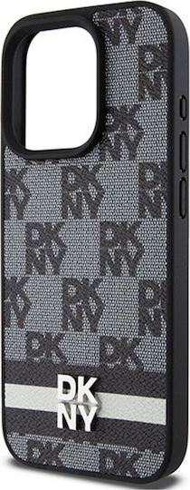 Dkny Pu Leder Karomuster Streifenhülle Iphone 15 Pro Schwarz