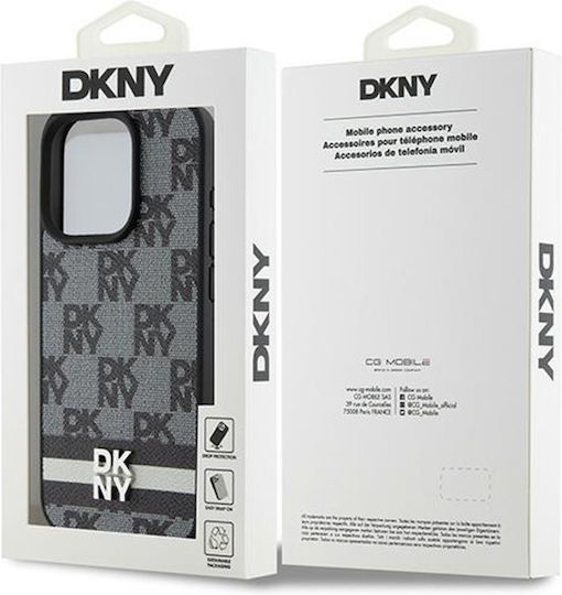 Dkny Pu Leder Karomuster Streifenhülle Iphone 15 Pro Schwarz