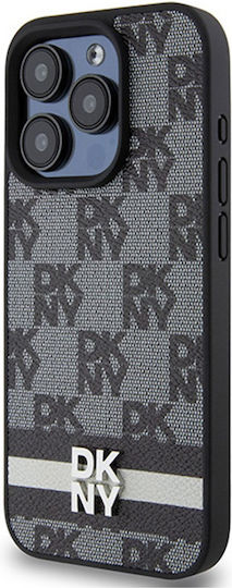 Dkny Pu Leder Karomuster Streifenhülle Iphone 15 Pro Schwarz