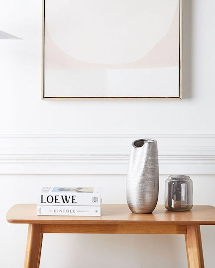 Beliani Silberne Vase Silber