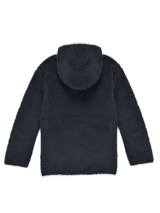 Kids Cardigan Fleece with Hood Black
