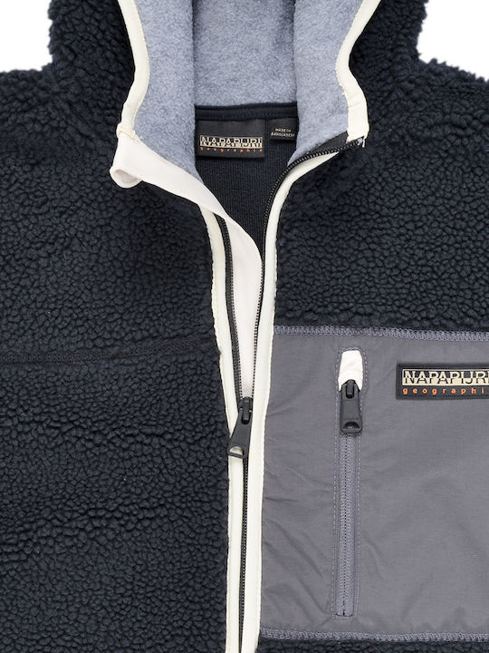 Kids Cardigan Fleece with Hood Black