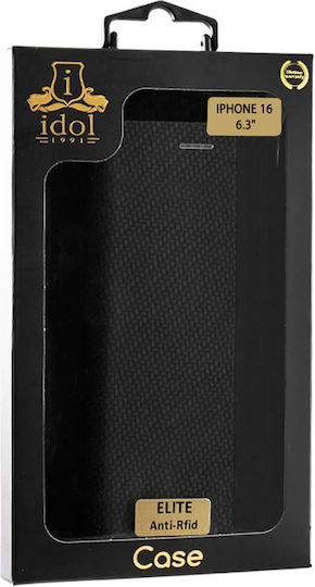 Idol 1991 Elite Anti-rfid Book Synthetic Leather / Silicone Black (iPhone 16)