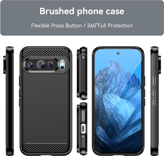 Techsuit Carbon Umschlag Rückseite Silikon Schwarz (Google Pixel 9 / 9 Pro)