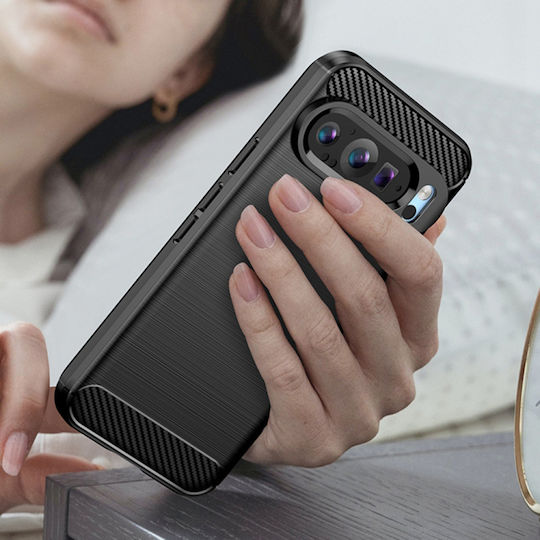 Techsuit Carbon Umschlag Rückseite Silikon Schwarz (Google Pixel 9 / 9 Pro)