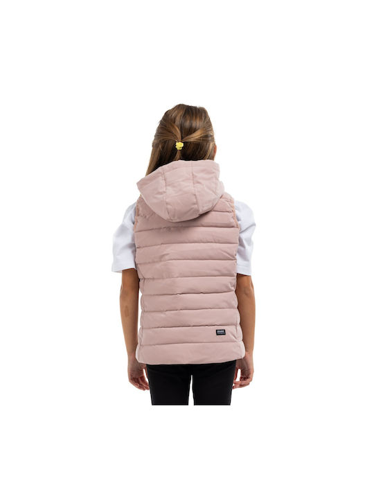 District75 Kids Casual Jacket Sleeveless with Hood Pink