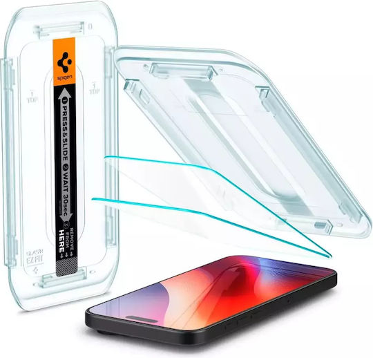 Spigen GLAS.tR EZ FIT Закалено Стъкло 2 Бройки iPhone 17 / 17 Pro / 16 Pro