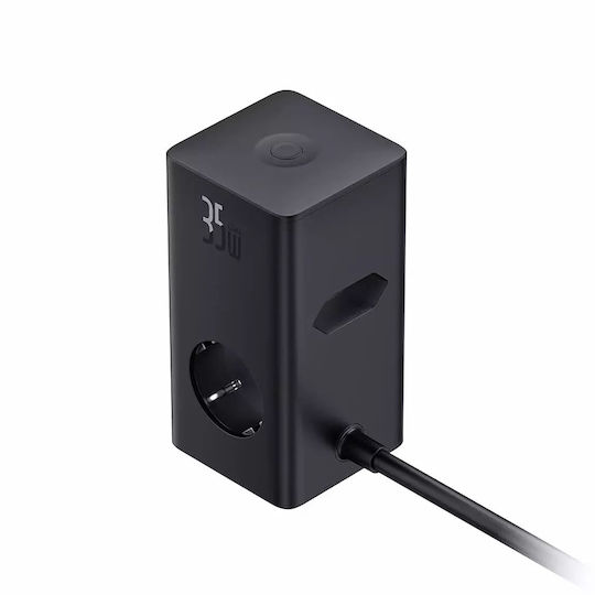 Baseus Baseus GaN Handyladegerät mit 2 USB-A Ausgangsanschlüsse und 2 USB-C Ausgangsanschlüsse 35W Stromlieferung in Schwarz