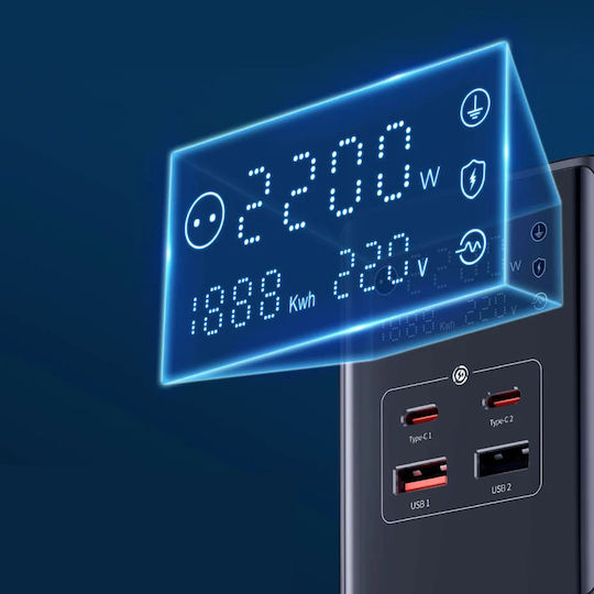 Baseus Baseus GaN Handyladegerät mit 2 USB-A Ausgangsanschlüsse und 2 USB-C Ausgangsanschlüsse 35W Stromlieferung in Schwarz