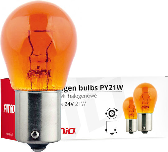 AMiO Лампи Автомобила PY21W-BAU15s Халогенни Orange 24V 21W 10бр