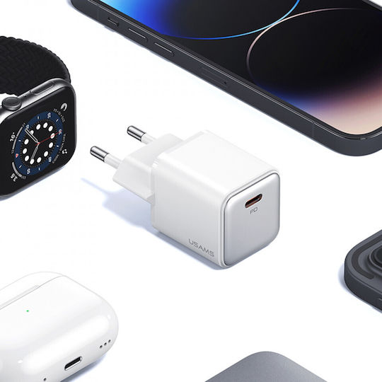 Usams Charger Without Cable with USB-C Port 20W Power Delivery Purple (CC183)
