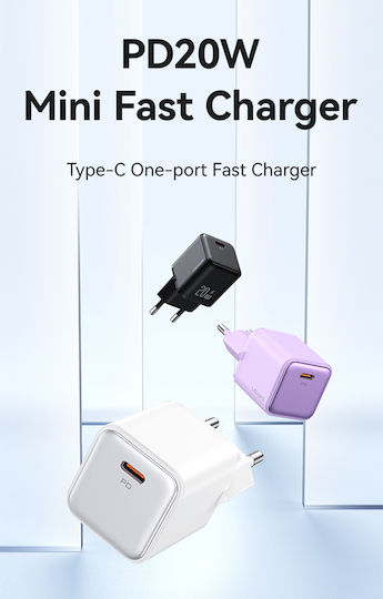 Usams Charger Without Cable with USB-C Port 20W Power Delivery Blacks (CC183)