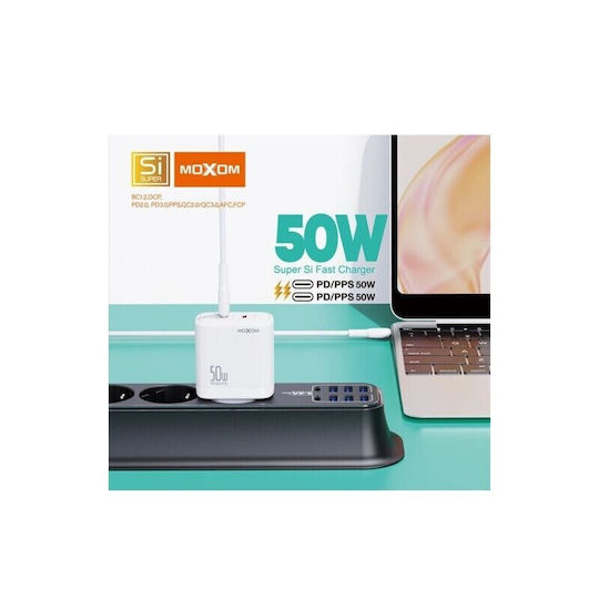 Moxom Charger Without Cable with 2 USB-C Ports 50W Whites (MX-HC102PD)