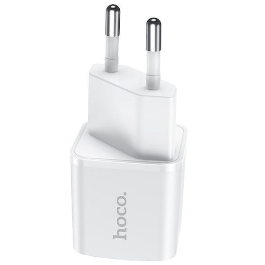 Hoco Φορτιστής Χωρίς Καλώδιο με Θύρα USB-C 20W Power Delivery Λευκός (N10)