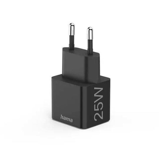 HAMA Φορτιστής Χωρίς Καλώδιο με Θύρα USB-C 25W Power Delivery Μαύρος (00201651)