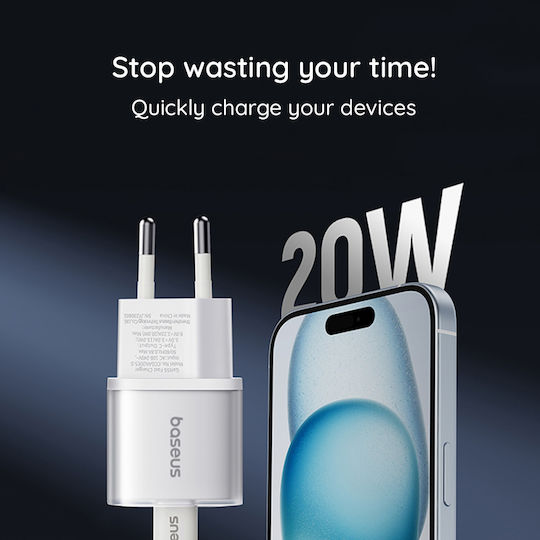 Baseus GaN Wireless Charger with USB-C Port 20W Power Delivery and Quick Charge 3.0 Black