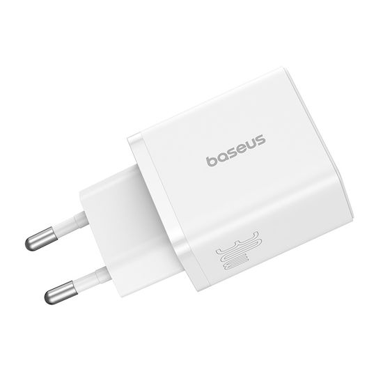 Baseus Încărcător Fără Cablu GaN cu Port USB-A și Port USB-C 30W Livrarea energiei Albς (Cube)