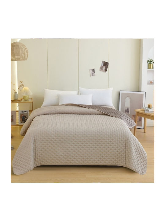 Melinen Renzo Κουβερλί King Size Microfiber Ecru / Grey 260x240cm