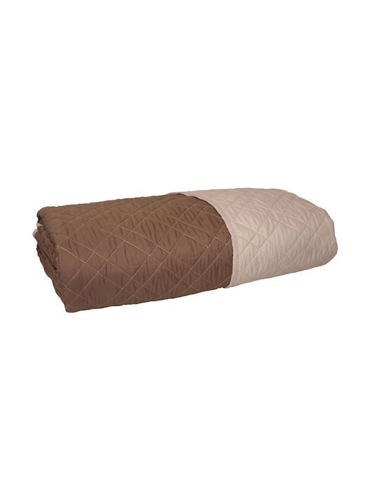 Viopros Κουβερλί Υπέρδιπλο Microfiber Μπεζ / Καφέ 220x240cm