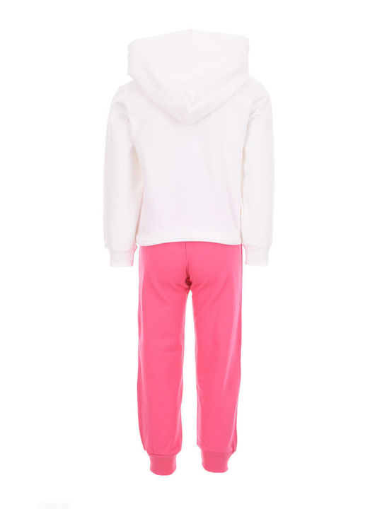 Joyce Kids Sweatpants Set White-fuchsia