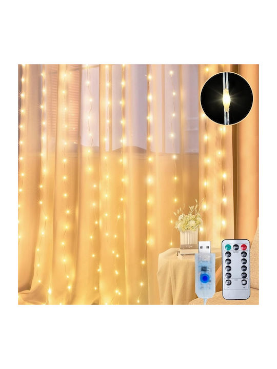 300 Λαμπάκια LED 3μ. x 300εκ. Θερμό Λευκό τύπου Κουρτίνα