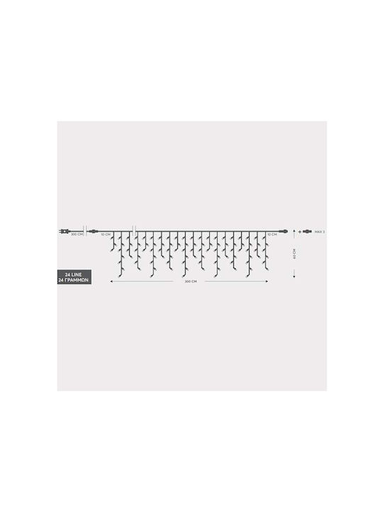 144 Lights LED 3m. x 60cm Warm White type Rain 1pcs