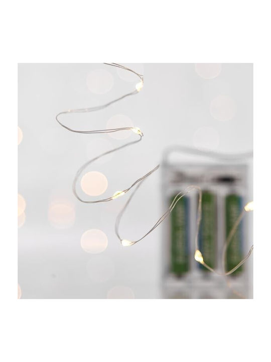 20 Светлини LED 1.9m. Бели На батерия тип Лента 1бр