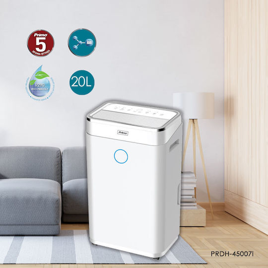 Primo PRDH-45007 Dehumidifier with Compressor and Ionizer 20lt