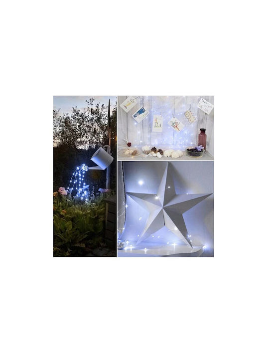 100 Λαμπάκια LED 12μ. Ψυχρό Λευκό Ηλιακά σε Σειρά