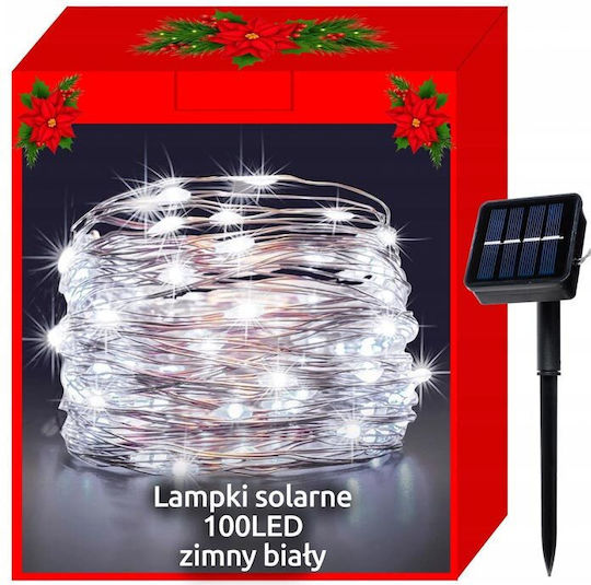 100 Lichterketten LED 12m. Kaltes Weiß Solar in Zeichenfolge 1Stück