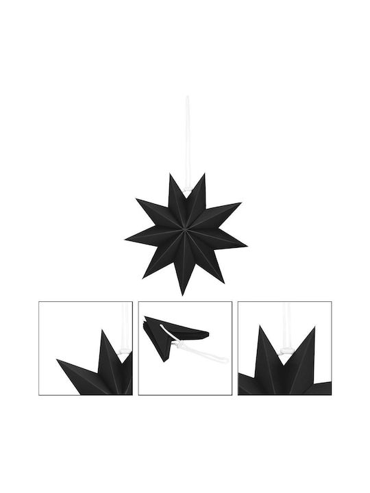 Crăciunesc Decorativ Suspendata Stea Hârtie Negru 3x3buc 1buc