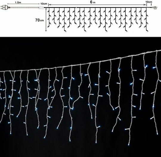 300 Светлини LED 6m. x 70бр Хладен бял тип Дъжд 1бр