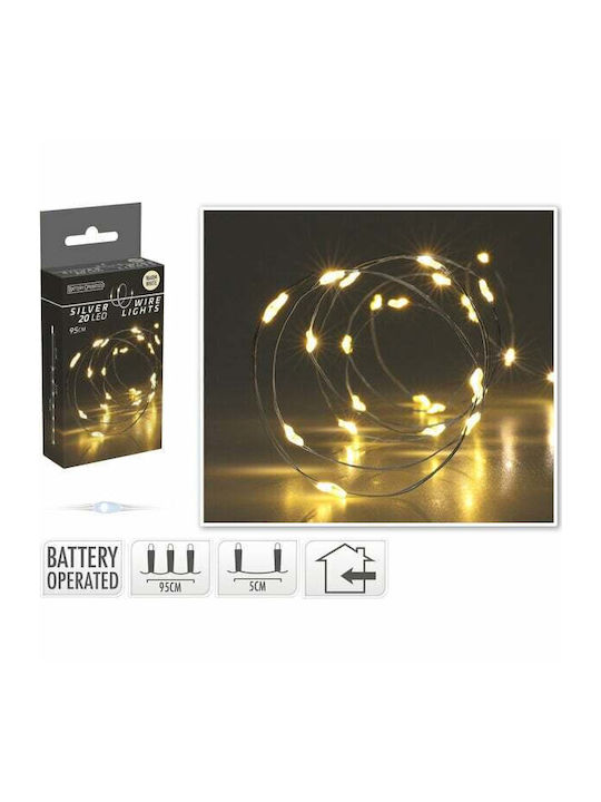 20 Lichterketten LED 1m. Warmes Weiß Batterie in Zeichenfolge 1Stück