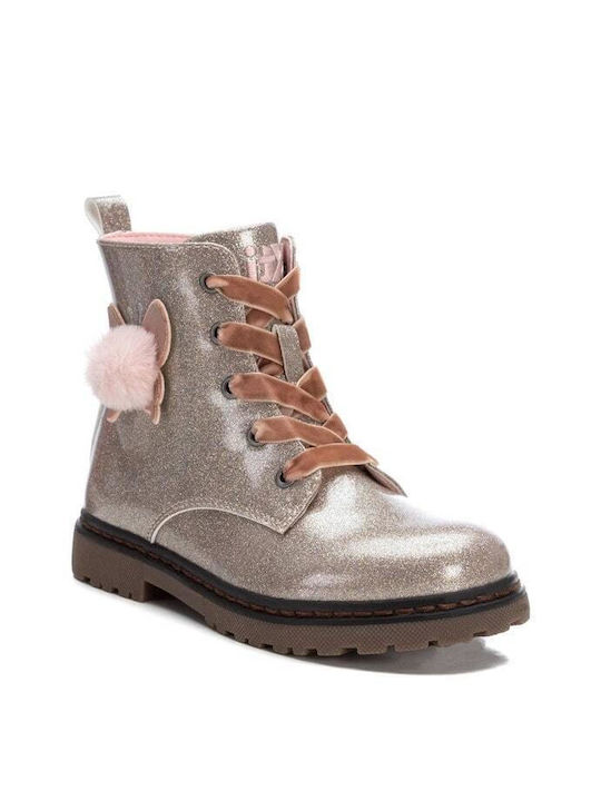 Xti Kids PU Leather Boots with Zipper Beige