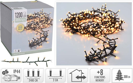 1200 Lights LED 24m. White in String 1pcs