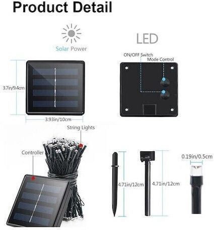 300 Lichterketten LED Warmes Weiß Solar in Zeichenfolge 1Stück