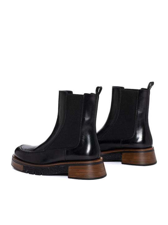 Leder Stiefeletten Damen Schwarz