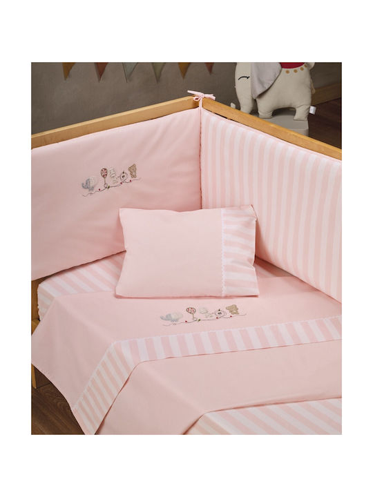 Kentia Baby Sheets Set Crib Cotton Pink Pink 120x160cm 3pcs