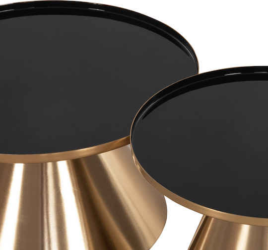 Round Side Coffee Table Lorme Metal Black & Gold 2 Pieces W40xL40xH35cm