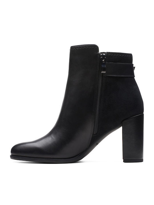 Buckle Ghete Dama Chelsea De Piele Cu Toc Înalt Negre