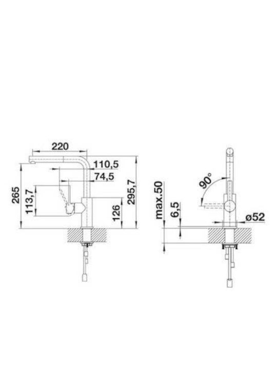 Blanco Landoras Kitchen Faucet Counter with Pull-Out Spray Silver
