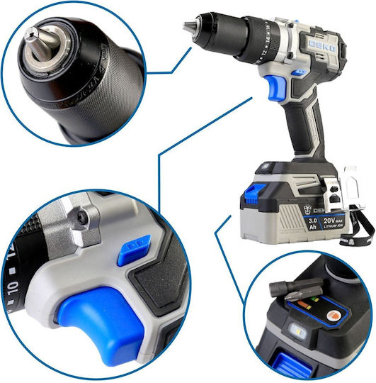 Deko Percussive Drill Driver Battery Solo Brushless 20V