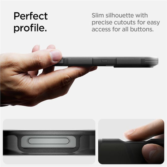 Spigen Tough Umschlag Rückseite Metallisch 1.2mm Schwarz (iPhone 17 Pro / iPhone 16 Pro)