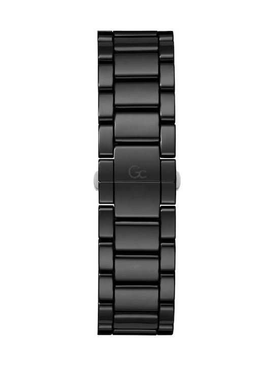 GC Watches Ανδρικό Ρολόι 44mm Χρονογράφος Μπαταρίας με Μαύρο Μεταλλικό Μπρασελέ