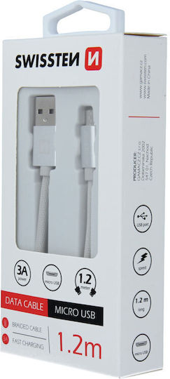 Swissten Regular USB 2.0 to micro USB Cable Λευκό 1.2m (71506010)
