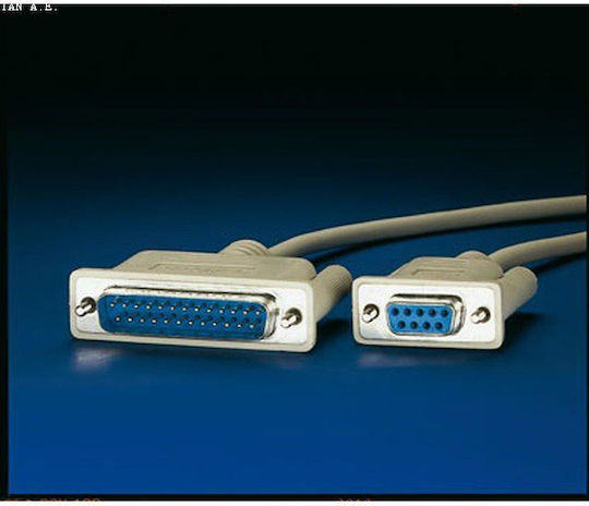 Roline Καλώδιο RS232 25-pin male σε RS232 9-pin female 3m (Printer Cable)