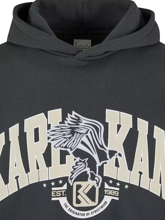 Sweatshirt with Hood Grey Melange, Red, Light Grey