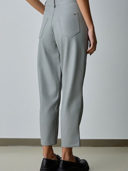 Dama Tesatura Pantaloni cu Croială Normală Gray