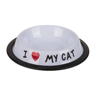 Out Blue Stainless-steel Feeding Dish "i Love My Cat"